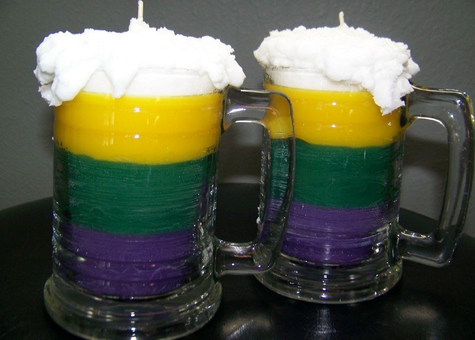 Mardi Gras Beer Mug Candles